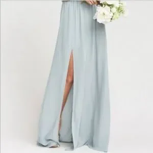 Show Me Your MuMu Dresses Show Me Your Mumu Heather Halter Gown M In Silver Sage Crisp Poshmark